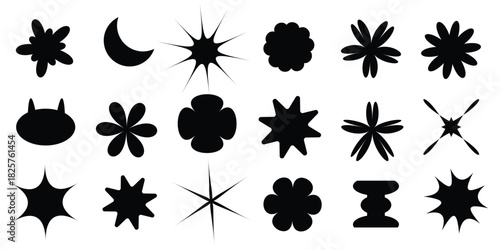 Own Created Doodle Elements Set for Graphic Design and Illustration Projects. Black vectors set on white background.