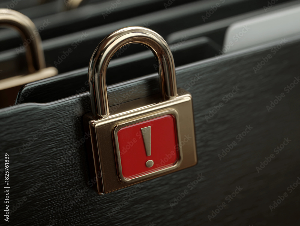 Fototapeta premium Data Security Alert: Padlock on File Folder