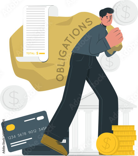 Man with obligations, debt, credit