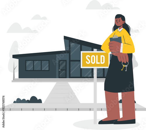 Agent with sold house and keys