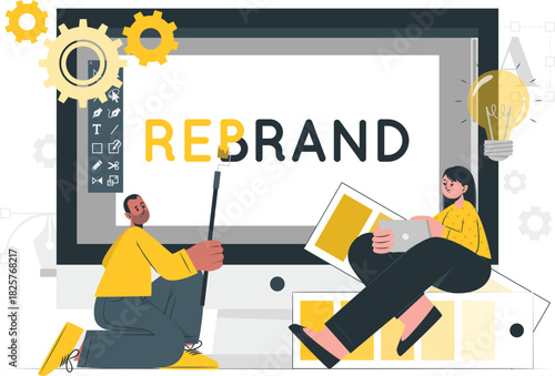 Team working on a rebrand project