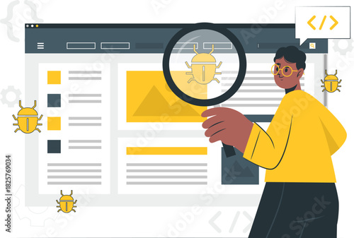 Software engineer debugging web application for errors