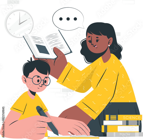 Teacher helping student with homework