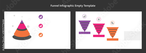 Colorful Funnel Diagram and Stepped Funnel Chart for Business Presentation and Infographic Design