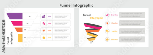 Colorful Funnel Infographic Presentation with StepbyStep Flowchart and Editable Text Fields