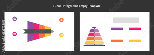 Two Presentation Slides Featuring Funnel Chart Designs for Editable Infographics and Marketing Step Templates