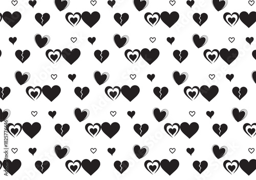 Black & White Heart Pattern: Seamless Love and Heartbreak