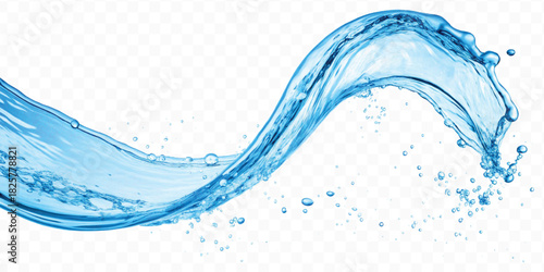 realistic smooth liquid clean water splash in different color and curve style isolated on  transparent background