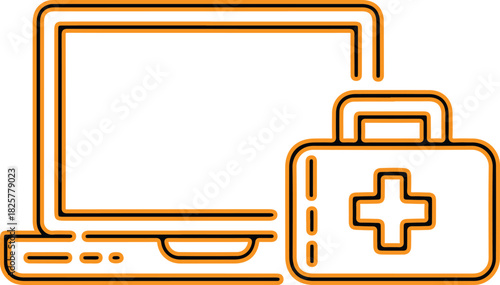 Computer repair and medical aid icon concept