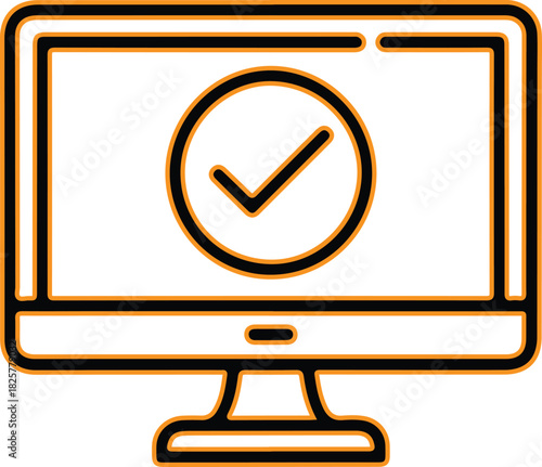 Computer screen with a green checkmark for confirmation