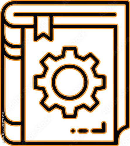 Technical manual with gear icon represents engineering and process