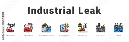 Industrial Leak Modern and clean web banner illustration featuring thematic icons for visual communication