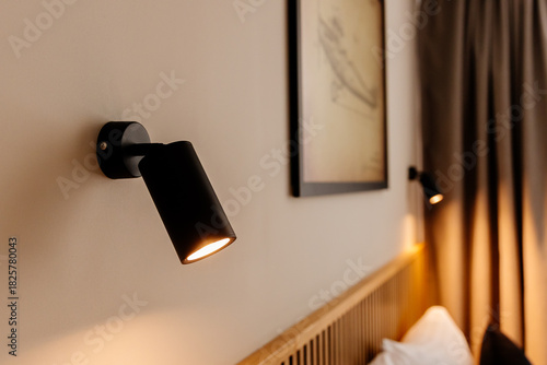 Beautiful modern room with brown acoustic wall panels. Modern hotel bathroom. Modern stylish hotel. Interior of a modern apartment.