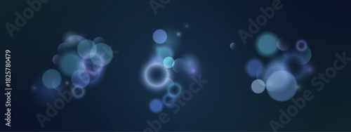 Abstract bokeh bubble pattern. Vector soft blur circles in blue and purple gradient with glow effect, symbolizing dreamy unicorn fantasy, pastel light sparkle, and iridescent backdrop.