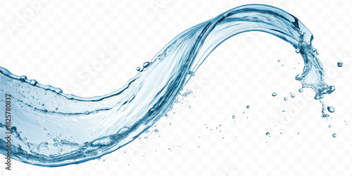 realistic smooth liquid clean water splash in different color and curve style isolated on  transparent background