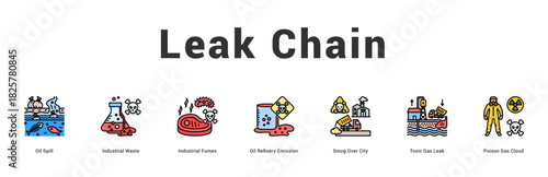 Leak Chain Modern and clean web banner illustration featuring thematic icons for visual communication