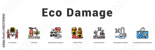 Eco Damage Modern and clean web banner illustration featuring thematic icons for visual communication