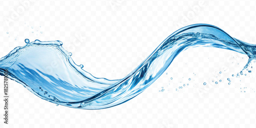 realistic smooth liquid clean water splash in different color and curve style isolated on  transparent background