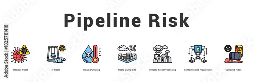 Pipeline Risk Modern and clean web banner illustration featuring thematic icons for visual communication