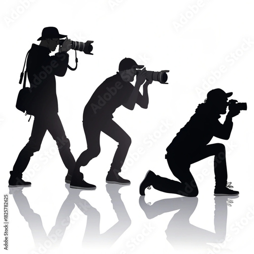 Silhouettes of photographers capturing moments with their cameras