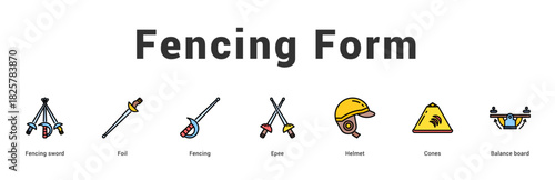 Fencing Form Modern and clean web banner illustration featuring thematic icons for visual communication