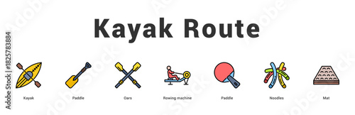 Kayak Route Modern and clean web banner illustration featuring thematic icons for visual communication