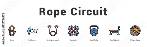 Rope Circuit Modern and clean web banner illustration featuring thematic icons for visual communication