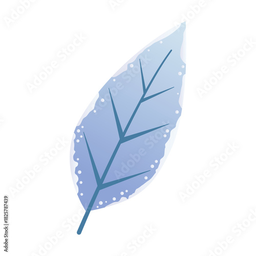 Frozen Leaf Flat Colored Icon with Icy Texture for Winter Nature and Cold Themes