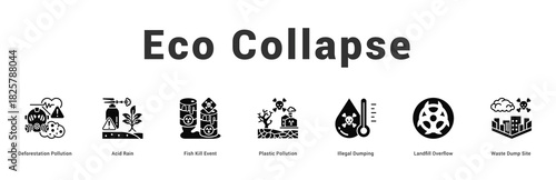 Eco Collapse Modern and clean web banner illustration featuring thematic icons for visual communication