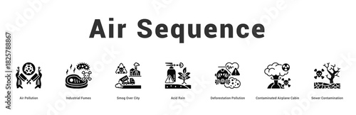 Air Sequence Modern and clean web banner illustration featuring thematic icons for visual communication