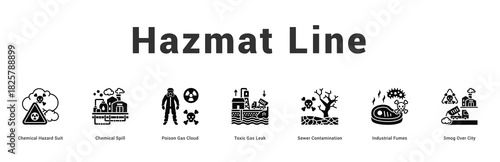 Hazmat Line Modern and clean web banner illustration featuring thematic icons for visual communication