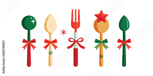 Christmas spoons fork holiday festive celebration decoration kitchenware tableware