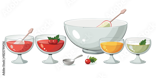 Dessert pudding bowl spoon cherry sweet food glass dish delicious treat party