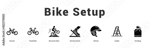 Bike Setup Modern and clean web banner illustration featuring thematic icons for visual communication