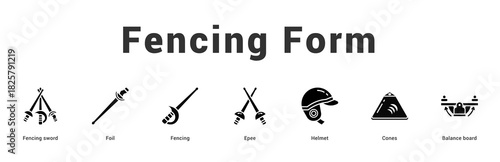 Fencing Form Modern and clean web banner illustration featuring thematic icons for visual communication