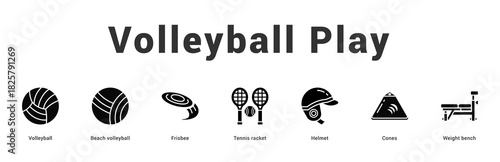 Volleyball Play Modern and clean web banner illustration featuring thematic icons for visual communication