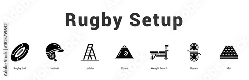 Rugby Setup Modern and clean web banner illustration featuring thematic icons for visual communication