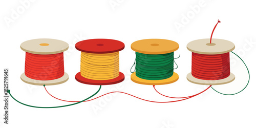 Thread spools sewing crafting colorful yarn textile hobby needlework diy art design