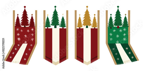 Christmas trees holiday banners festive winter decoration season celebration xmas new year