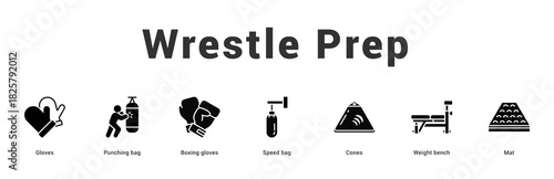 Wrestle Prep Modern and clean web banner illustration featuring thematic icons for visual communication