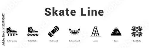 Skate Line Modern and clean web banner illustration featuring thematic icons for visual communication