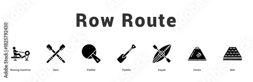 Row Route Modern and clean web banner illustration featuring thematic icons for visual communication