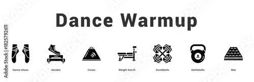 Dance Warmup Modern and clean web banner illustration featuring thematic icons for visual communication