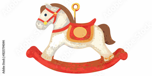 Vintage rocking horse toy illustration for christmas and holiday decor