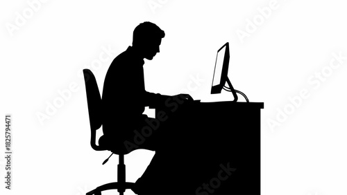 silhouette of a man with a pc