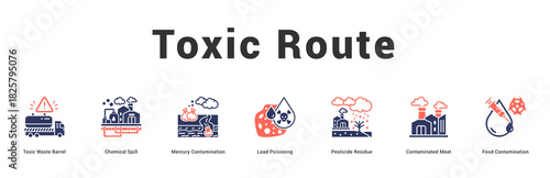 Toxic Route Modern and clean web banner illustration featuring thematic icons for visual communication