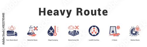 Heavy Route Modern and clean web banner illustration featuring thematic icons for visual communication
