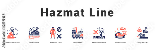 Hazmat Line Modern and clean web banner illustration featuring thematic icons for visual communication