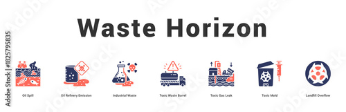 Waste Horizon Modern and clean web banner illustration featuring thematic icons for visual communication