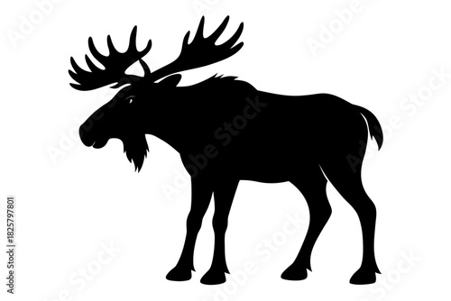moose silhouette vector, moose black symbol
